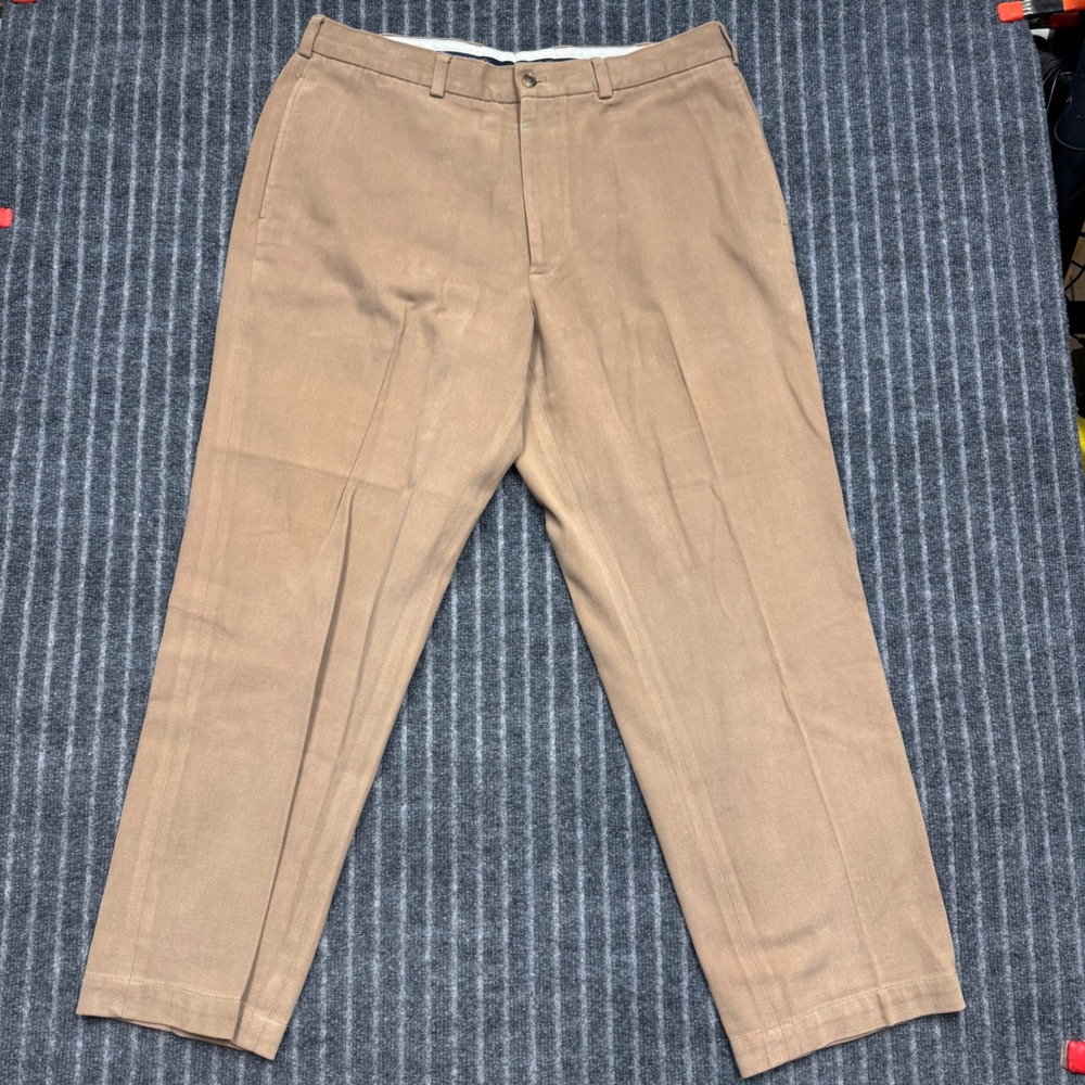 Brooks Brothers Mens Hudson Chinos 38x30 Tan Italian Cotton Straight Leg Pants